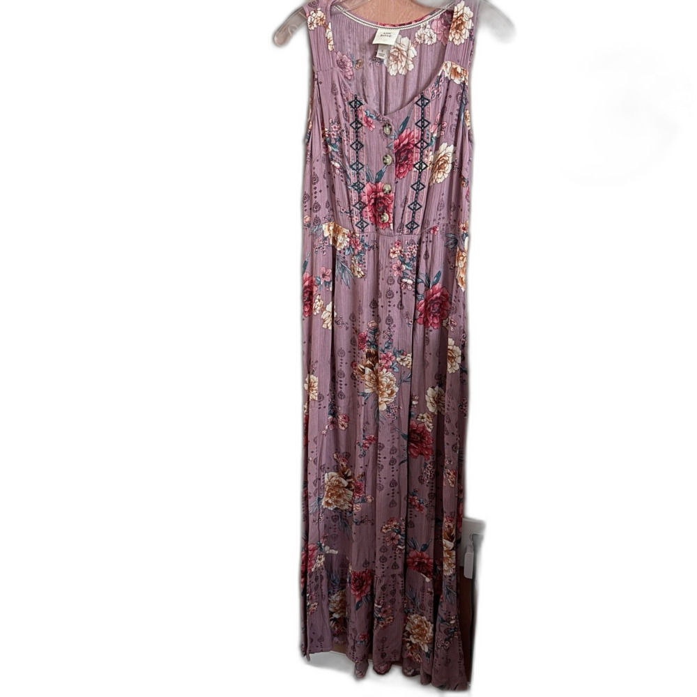 Knox Rose Floral Long Dress Maxi Pink Floral Sleeveless Buttoned Small